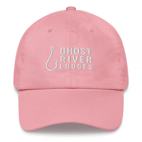 Ghost River Lodges – Dad Hat – Hook Logo – Pink-White