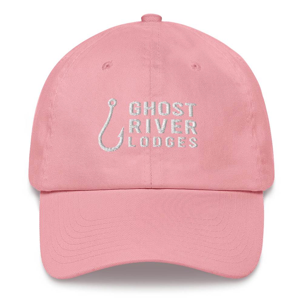 Ghost River Lodges - Dad Hat - Hook Logo - Pink-White