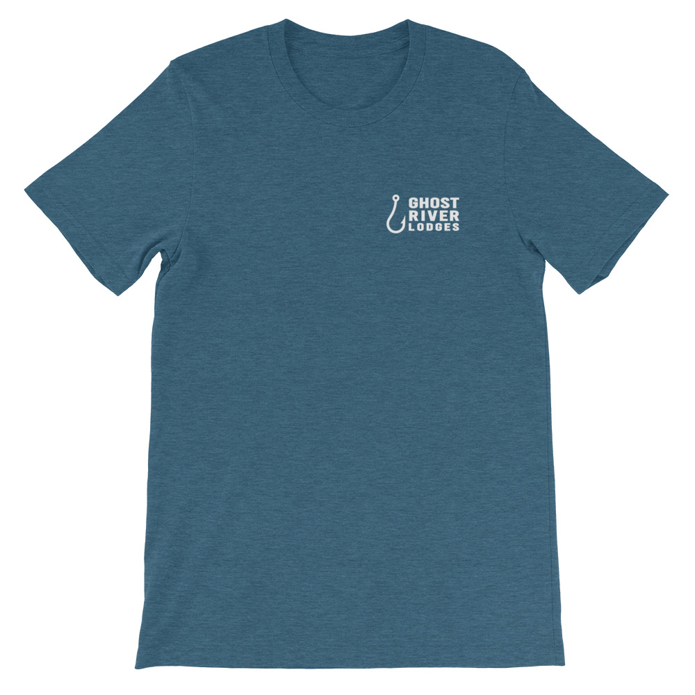 Ghost River Lodges Men's Crew Neck T-Shirt - Heather Deep Teal Hook ...