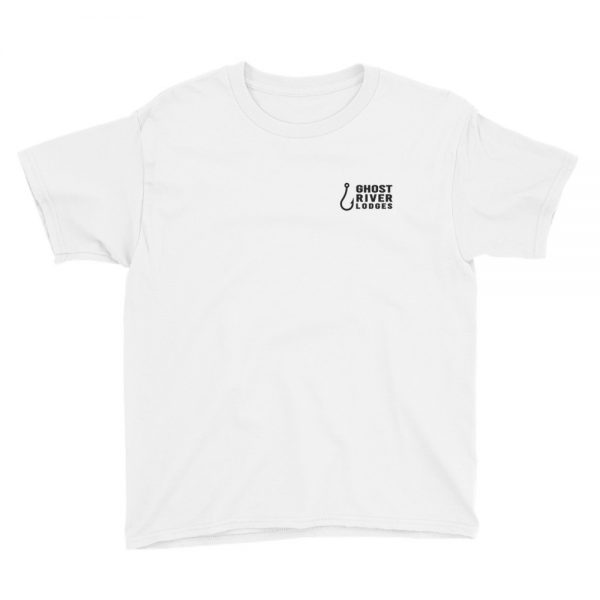 Ghost River Lodges – Youth White Tshirt – Flat